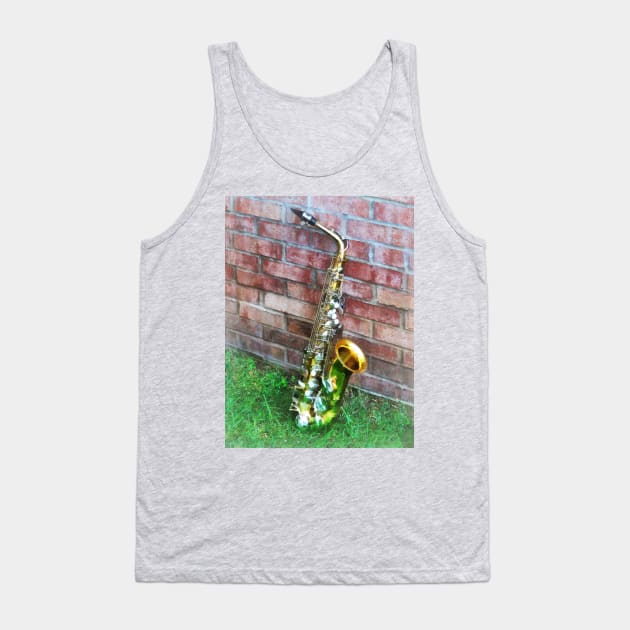 Music - Saxophone Against Brick Tank Top by SusanSavad